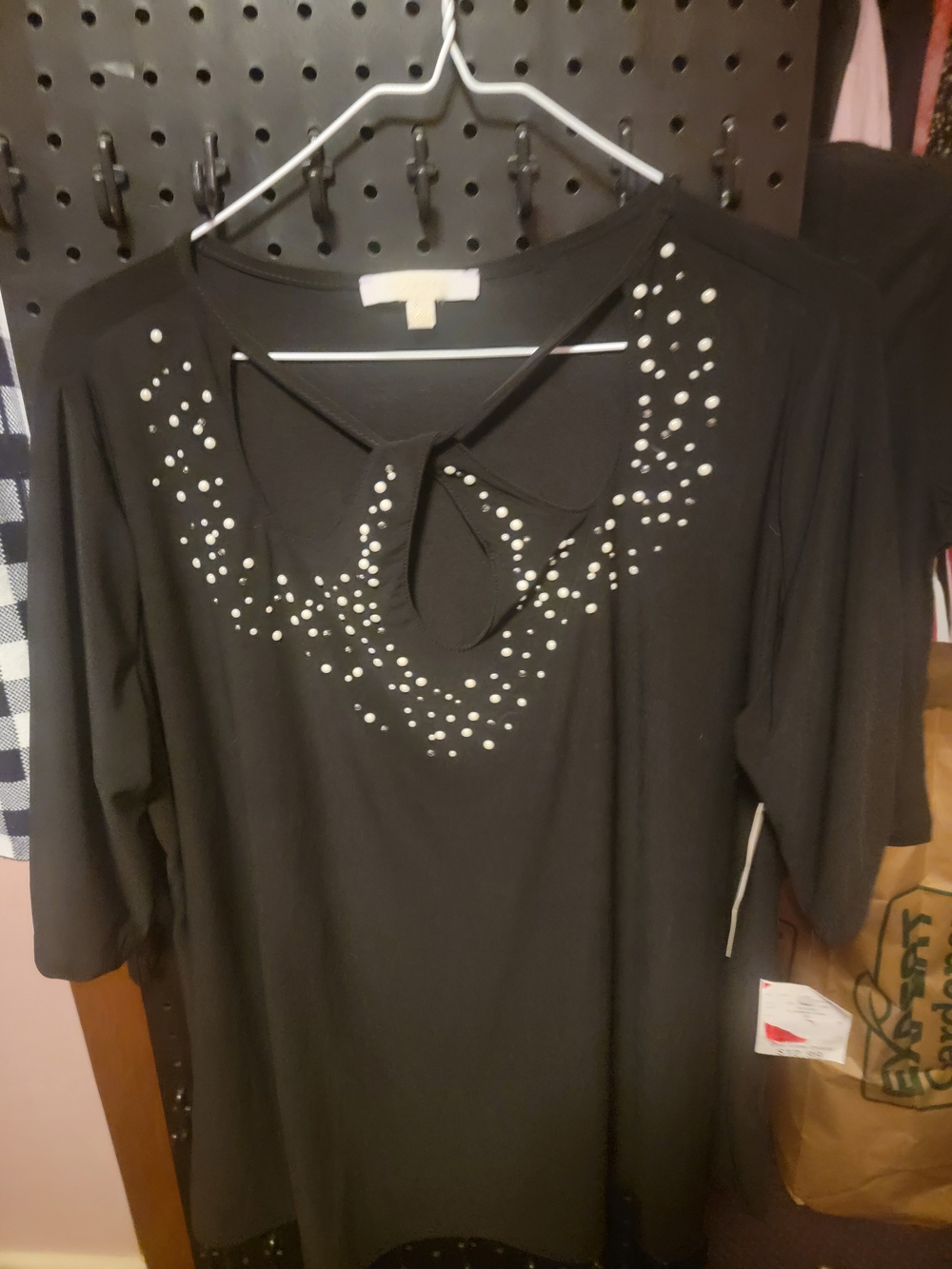 Women's Black Studded Keyhole Tunic
